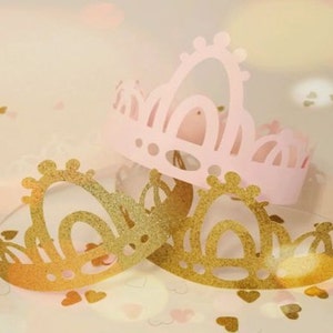 Pink and Gold First birthday Party Crowns-8 Pieces