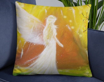 Spirituelle Geschenkidee, Deko Kissen,Couchkissen mit Engel. Schutzengel Kissen für Sofa und Sessel mit Füllung.Wohnzimmer Schlafzimmer Deko