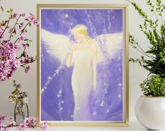 Angel poster, angel picture: "From a dream" Inspiring and mystical angel art, self-painted angels, wall poster decoration strengthening, recovery