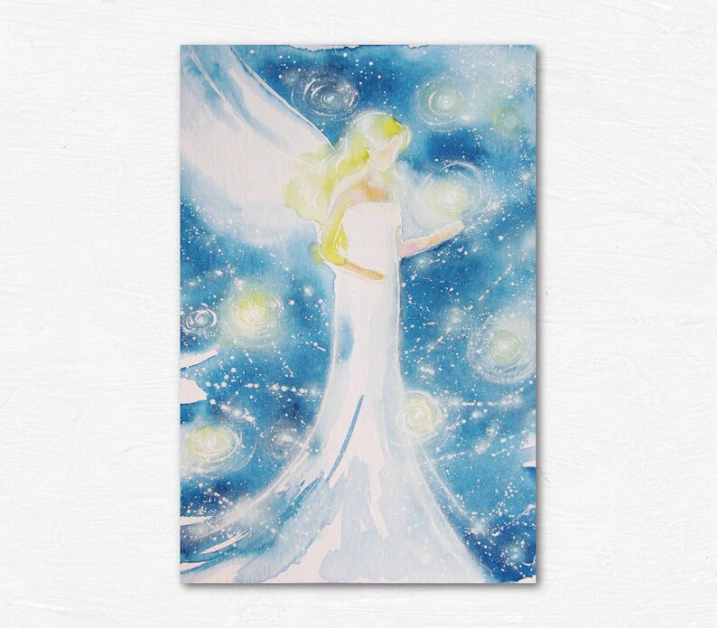Mother Daughter Gifts, Angel Art Photo "Guided" Spiritual Aunt Gift Ideas, Wall Decor Tiny. Healing Energy Art Picture, Bedroom Meditation image 1