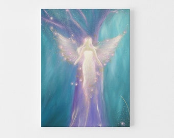 Guardian Angel Canvas Prints "It's in yourself"Spiritual Wall Decor Pictures Paintings.Mom Daughter Gift Ideas Living Room Bedroom above Bed