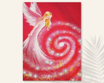 Mom Daughter Gifts, Spiritual Wall Art "Cosmic Guardian Angel" Canvas Pictures .Gift Ideas for Women Birthday. Mindful Helpful Streghtenting