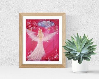 Limited angel art photo "cosmic love" , modern angel painting, artwork, picture, digital, frame,guardian angel, magic, picture for frame