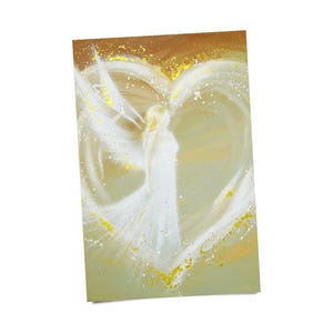 Poster Angelo Beige Sabbia "Percorso verso il Cuore" – Immagine Angelo Custode – Arte Spirituale come Regalo e Decorazione – Stampa Artistica – Comfort Speranza Amore