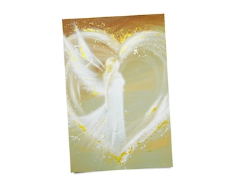 Picture with Beige - Angel Poster with Heart – Spiritual Wall Art – Guardian Angel Print – Inspirational Gift for Comfort, Healing & Hope
