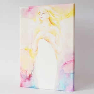 Angel painting on canvas - print streched on wooden frame: &quot;Sense&quot; , abstract wall art, christening gift, birthday gift