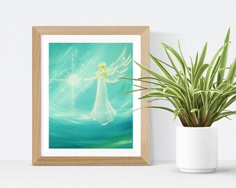 Spiritual Wall Decor "Found the light" Guardian Angel Bedroom picture,  Getting Well Gift, Recovery Gift Ideas, Lightworker Healing Energy