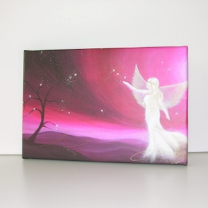 ღ CANVAS ANGEL ART ღ STRETChED On Wooden Frame: &quot;The tree that makes the stars , Canvas Art Abstract, Angel Wings, Wall Decor Guardian
