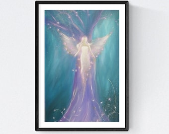 Guardian Angel Art Poster Small "It's in yourself" Daughter gift from Mom,Spirtual Gift ideas, Reiki Yoga Room Wall Decor. Abstract Pic