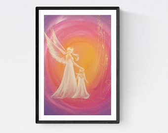 New Baby Gift - Angel Art Photo: "Always at your side" , Baby Gift Girl Best First Time Mom Gifts, Baby Decor, Guardian Angel Art Print