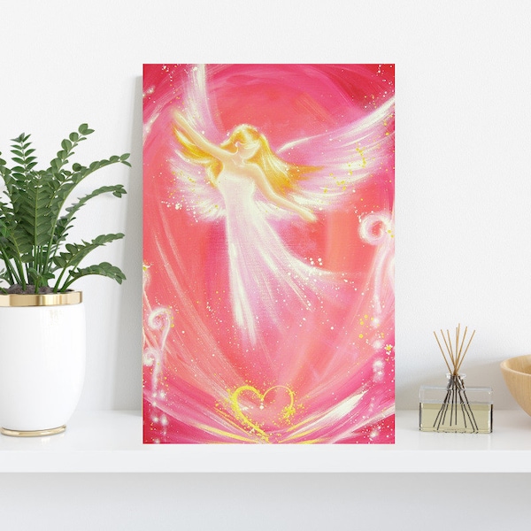 Engel Energiebild: "Leichtigkeit" - Bild auf Leinwand - Schutzengel Wandbilder. Engelbilder Geschenke für Tochter - Deko Babyzimmer