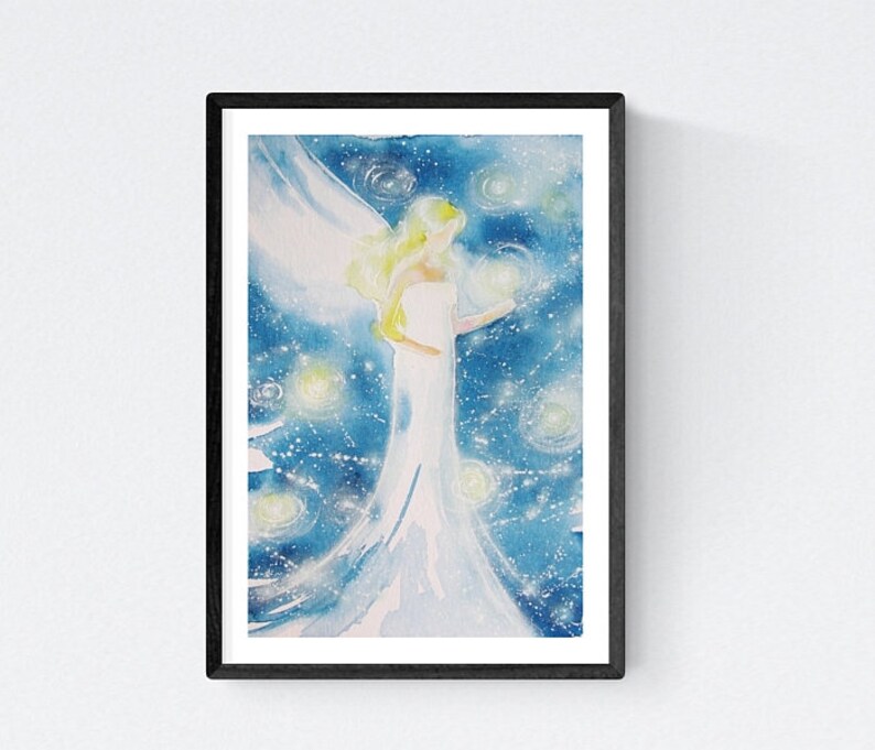Mother Daughter Gifts, Angel Art Photo "Guided" Spiritual Aunt Gift Ideas, Wall Decor Tiny. Healing Energy Art Picture, Bedroom Meditation image 2