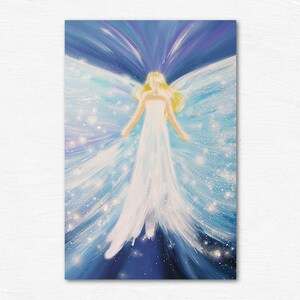 Guardian Angel Art Photo &quot;Universal Love&quot;Christmas Gift Ideas for Her, Wife Best Friend. Apartment Decor  Based on Original Acrylic Painting