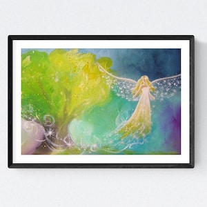 Angel picture &quot;Guardian of life&quot; Art prints, Nursery Decor, Newborn gift ideas, Boy and Girl, Christening Gifts