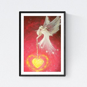Wall Art Prints,Angels Photo&quot;I give you love&quot; Hygge Mom birthday gift from daughter, Bedroom Decor, Farmhouse Abstract Modern Heart Painting