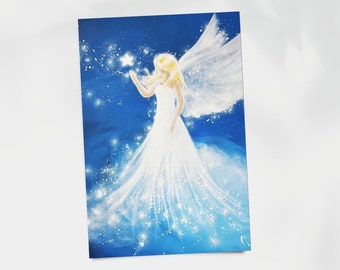 Angel poster, wall poster with angel: "Touched by love" Inspiring and mystical leading art, unique angel, being protected, strengthening