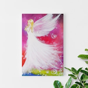 Angel Canvas Print 8x12 inches - SALE Only 1 Available !!! – Spiritual Wall Art – Strenghtening, Recovery Gift – Guardian Angel on Canvas.
