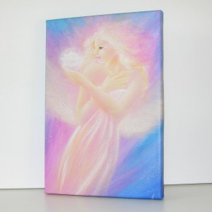 ღ CANVAS ANGEL ART ღ STRETChED On Wooden Frame: &quot;Blossom&quot; , Canvas Art Abstract, Angel Wings, Wall Decor, Hanging, Guardian Angel