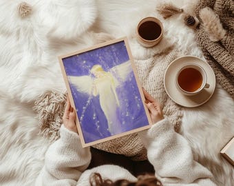 Guardian angel mural - angel poster - wall poster "From a dream" - angel art picture for framing. Special gift idea