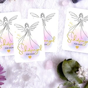 Lot de 4 cartes « Ange gardien pour toi » – Petites cartes à offrir – Avec autocollant cœur – Encouragement avec cœur – Pour le réconfort – Attention