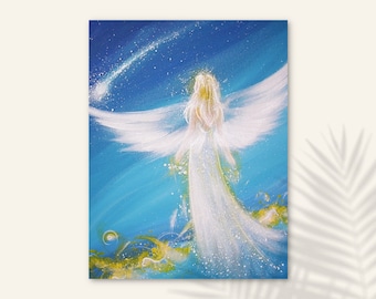 Bedroom Angel Decor "Living my dreams" Spiritual Wall Pictures, Art Paintings. Mom Daughter Gift Ideas Living Room above Bed Inspiration