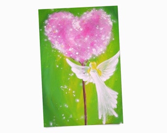 Angel poster, wall poster with angel: "Touched by love" Inspiring and mystical leading art, unique angel, being protected, strengthening