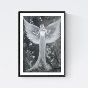 Black and White ART Photo &quot;The power of love&quot; Angel Painting, Above Bed Decor, Bedroom decor small. Abstract Print with Heart