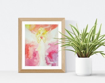 Angel ART Gift Birthday: "Love"- Nursery Room Decor ღ Angels, modern Wall abstract spiritual - Best Friend ideas, mindful gifts, Anniversary