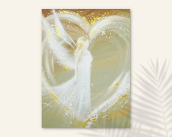 Guardian Angel Canvas Prints "Way in your heart" -Spiritual Wall Decor Pictures Paintings. Love Pic Gift Ideas Living Room Bedroom above Bed