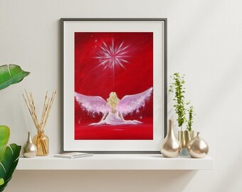 Angel poster, angel picture: "Encounter" Inspiring and mystical angel art, self-painted angels, wall poster decoration strengthening, recovery