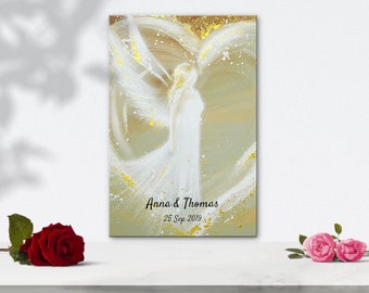 Personalized Wedding Gift for Couple - Art Print Streched on Canvas / Unique Custom Wedding Gifts Ideas / Parents Wedding Gift / for Grandma