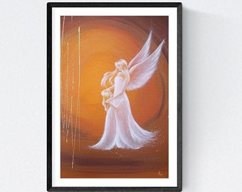 Limited angel art photo "I am here" , modern angel painting, artwork, picture, digital, frame