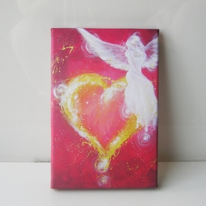 ANGEL ART - Unique Wall Decor by Artist: &quot;Angel heart&quot; , Fine Art Print on Wooden Frame 8x12&quot;. Great gift for baptism, wedding, birthday