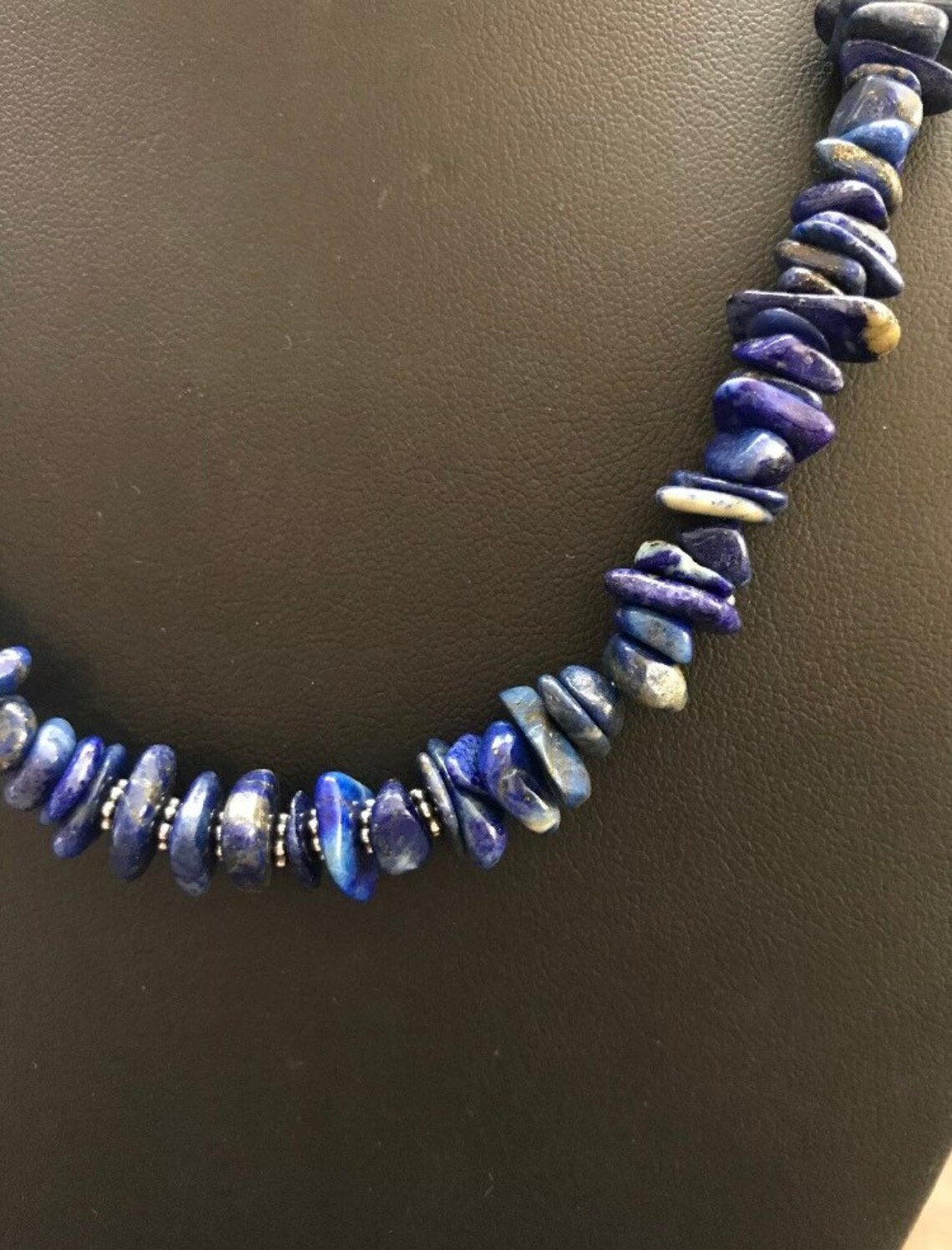 Sterling Silver Lapis Bead Necklace. 18 inch Etsy