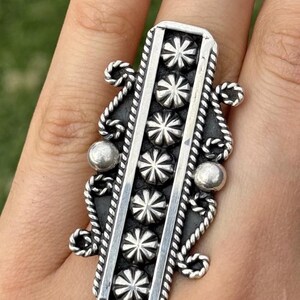 Navajo Native Sterling Silver Stamped Ring Size 7.5 Geneva