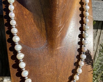 Sterling Silver Freshwater Pearls Bead Necklace 18 inch