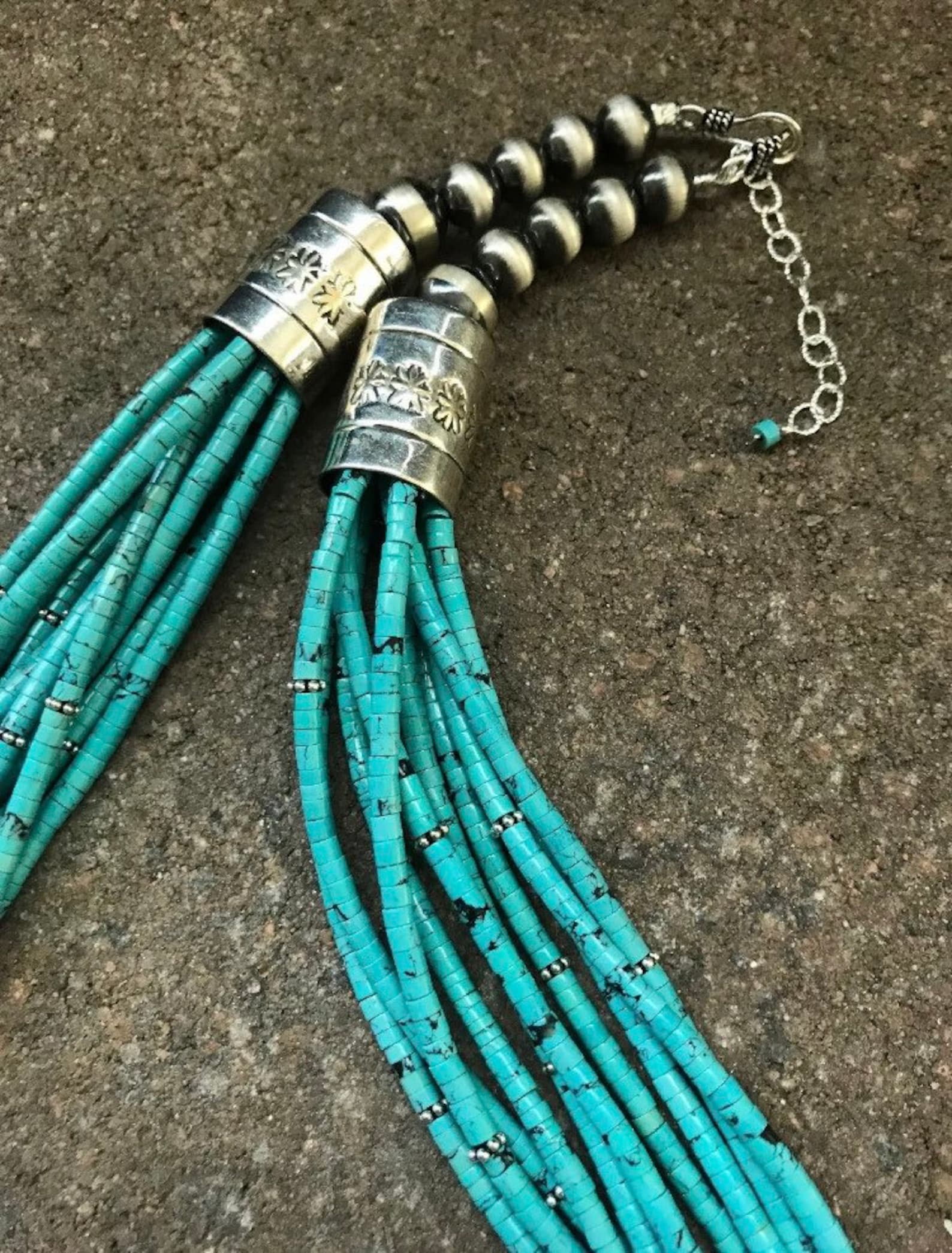 Sterling Silver Multi Strand Turquoise Bead Necklace. 20 inch Etsy