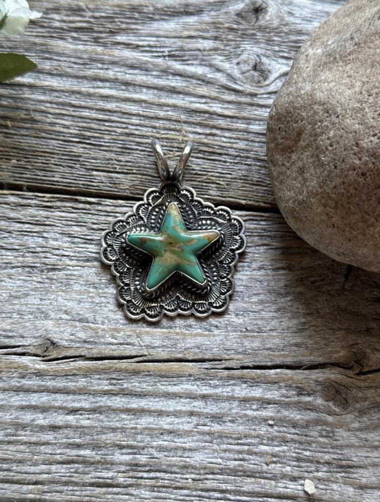 ネックレス・ペンダント Vintage Sunshine Reeves Pendant Sunshine Reeves Navajo Sterling Silver Star Turquoise