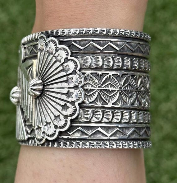 Sunshine Reeves Sterling Silver Thunderbird Cuff Bracelet Navajo