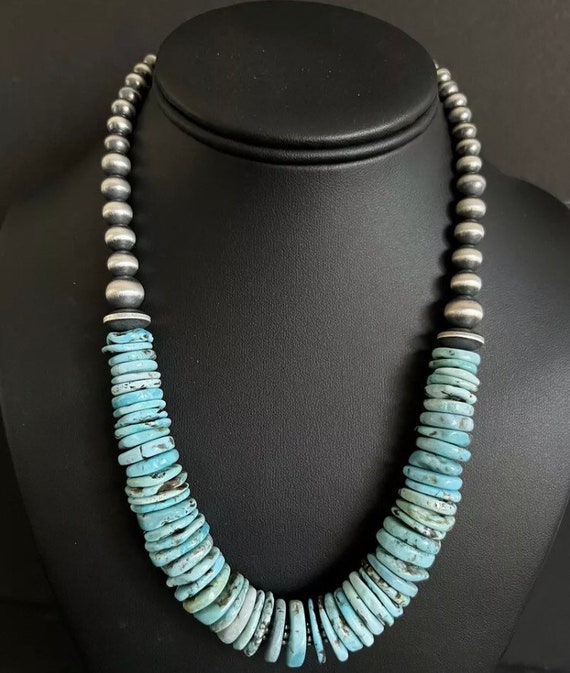 Sterling Silver Turquoise W Pearls Bead Necklace. 18 Inch | Etsy