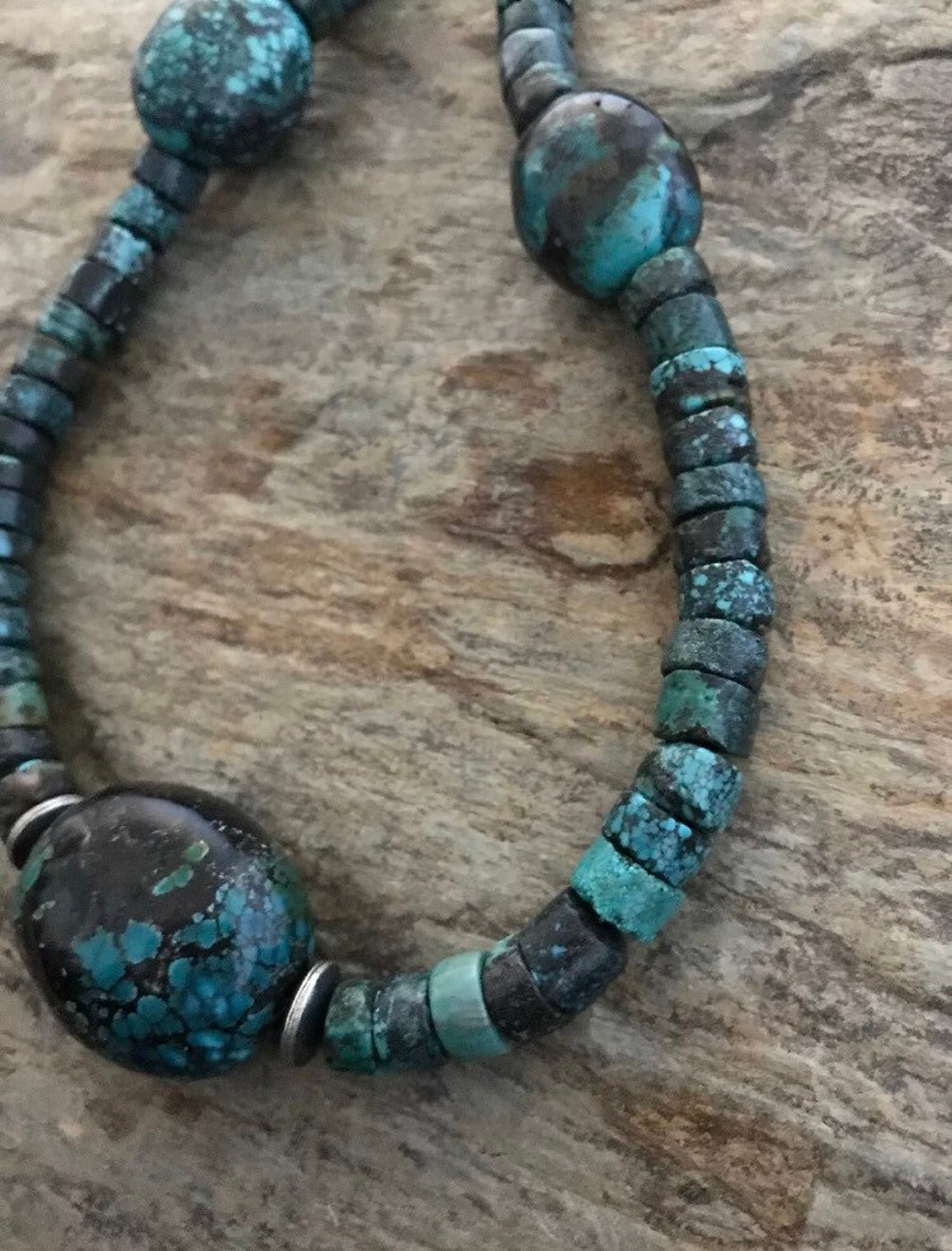 Sterling Silver Turquoise Bead Necklace. 20.25 Inch - Etsy