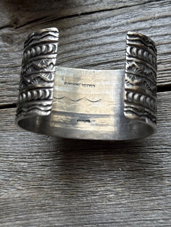 Sunshine Reeves Sterling Silver Thunderbird Cuff Bracelet Navajo
