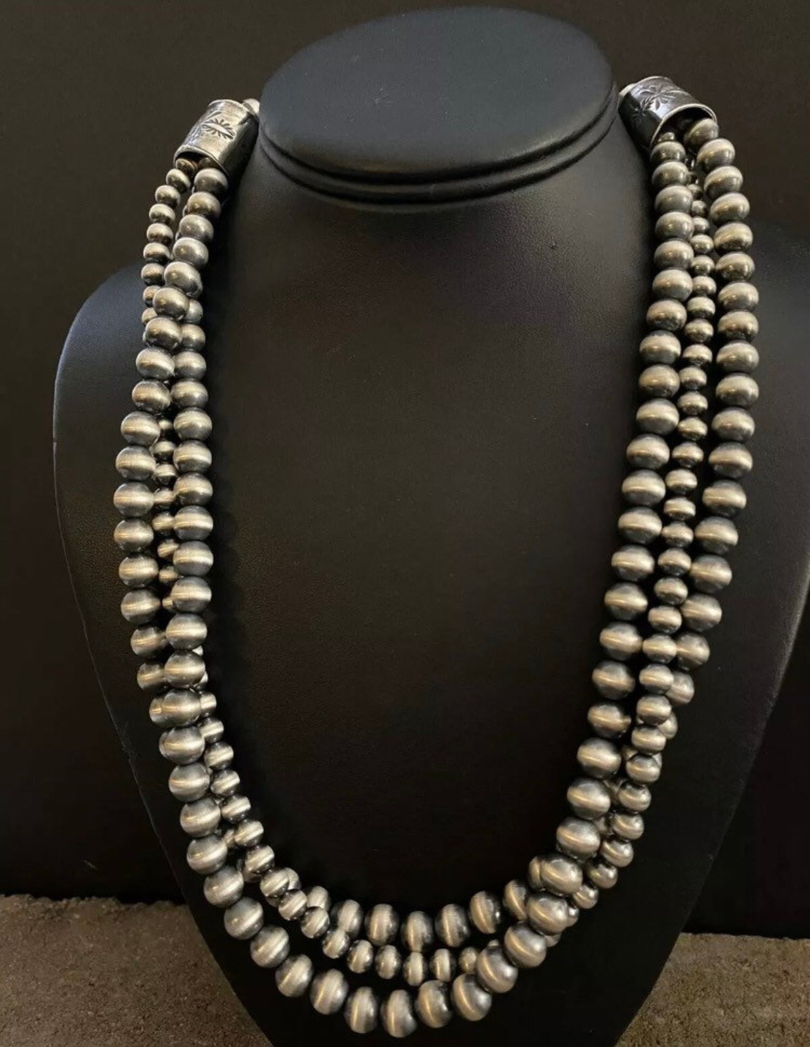 Sterling Silver Navajo Pearls Multi Strand Bead Necklace. 20 Etsy UK