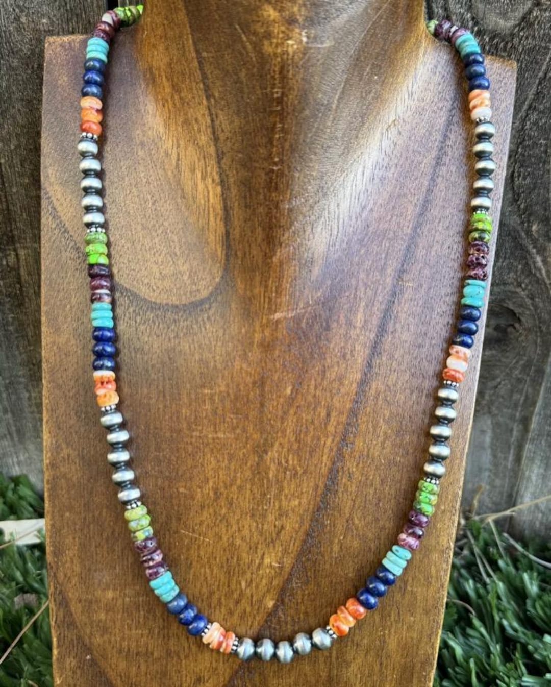 Sterling Silver Multi Stone W Pearls Bead Necklace. 20 Inch - Etsy