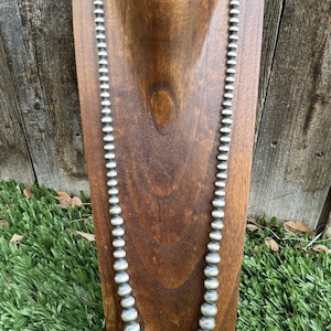 Long Graduated 925 Sterling Silver Oxidized Pearls Bead Necklace 32 Inch