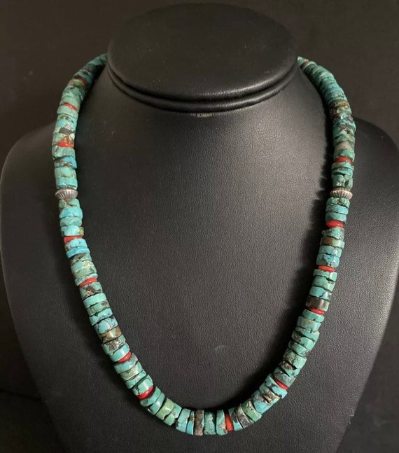 Coral heishi necklace deals