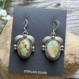 Navajo Sterling Silver Royston Turquoise Earrings C Yazzie - Etsy