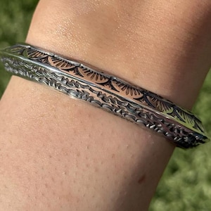 Sunshine Reeves Sterling Silver Stacker Cuff Bracelet Navajo Gift