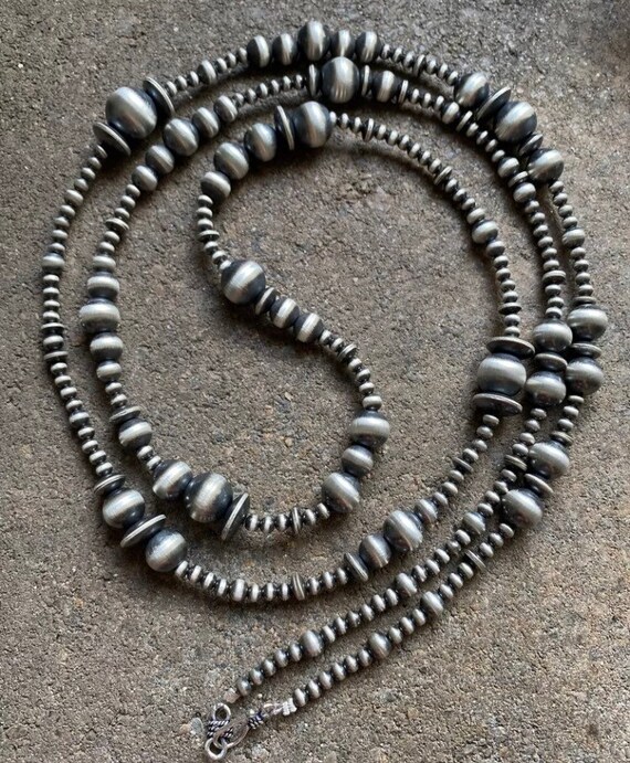 48 Inch Sterling Silver Multi Bead Necklace. 4mm-14mm - Etsy