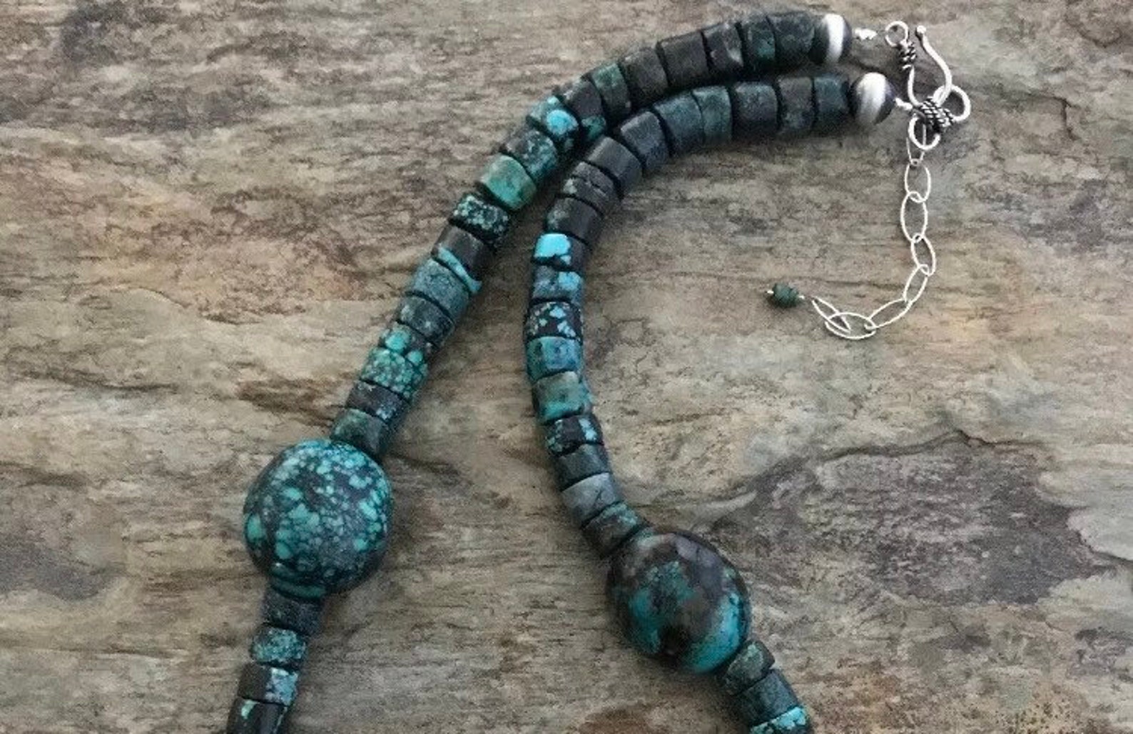 Sterling Silver Turquoise Bead Necklace. 20.25 Inch - Etsy
